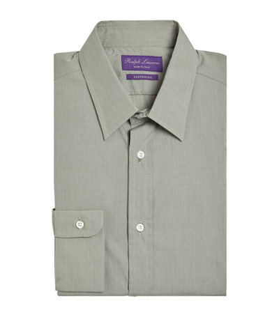Shop Ralph Lauren Purple Label End-on-end Long-sleeve Shirt In Green