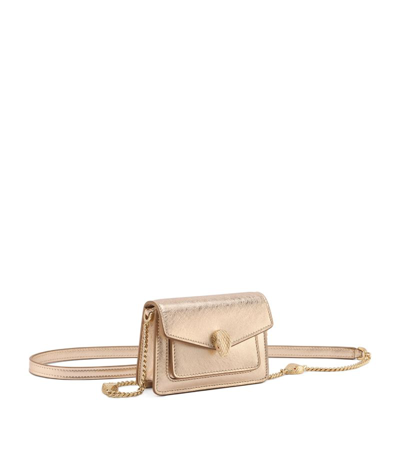 Shop Bvlgari Micro Leather Serpenti Forever Cross-body Bag In Gold