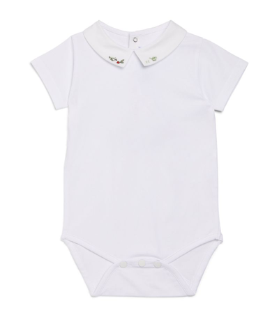 Shop Tartine Et Chocolat Embroidered Collar All-in-one (1-24 Months) In Green