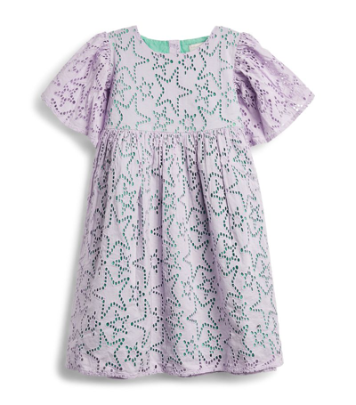 Shop Stella Mccartney Kids Embroidered Star Dress (3-14 Years) In Purple
