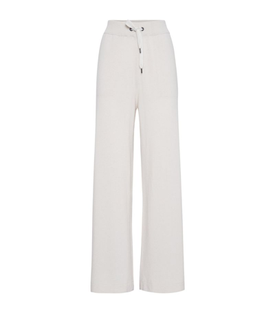 Shop Brunello Cucinelli Virgin Wool, Cashmere And Silk Knit Trousers In White