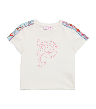 Shop Pucci Junior Cotton Logo T-shirt (4-14 Years) In Ivory