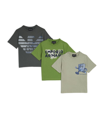 Shop Emporio Armani Set Of 3 Graphic T-shirts (4-16 Years) In Multi