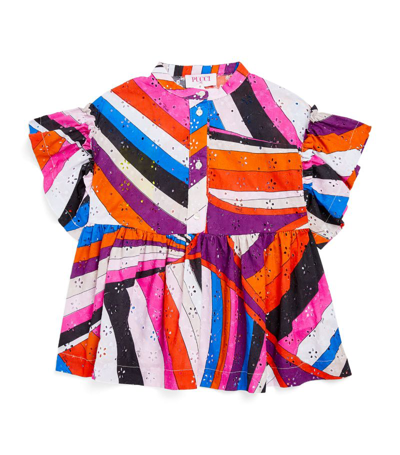 Shop Pucci Junior Ruffled Sleeve Button-down Shirt (6-14 Years) In Multi