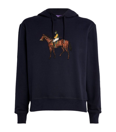 Shop Ralph Lauren Purple Label Standing Horse Hoodie In Navy