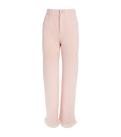 Shop Barrie Cashmere-blend Distressed Trousers In Pink