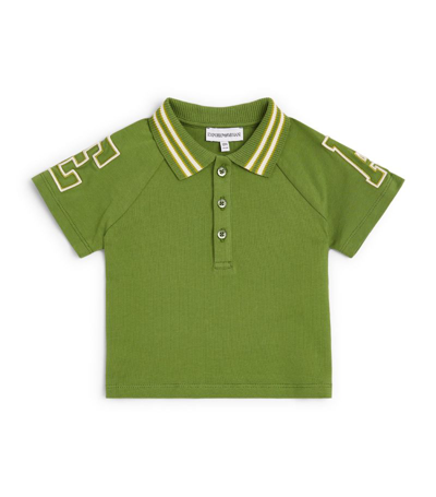 Shop Emporio Armani Cotton Initial Polo Shirt (4-16 Years) In Green