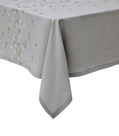 Shop Alexandre Turpault Linen Embroidered Tablecloth (170cm X 250cm) In Silver