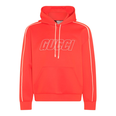 Shop Gucci Drawstring Hooded Sweatshirt In Orange