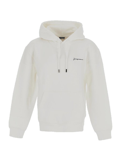 Shop Jacquemus Embroidered Logo Hoodie In White
