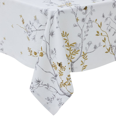 Shop Alexandre Turpault Linen Botanical Tablecloth (170cm X 320cm) In White