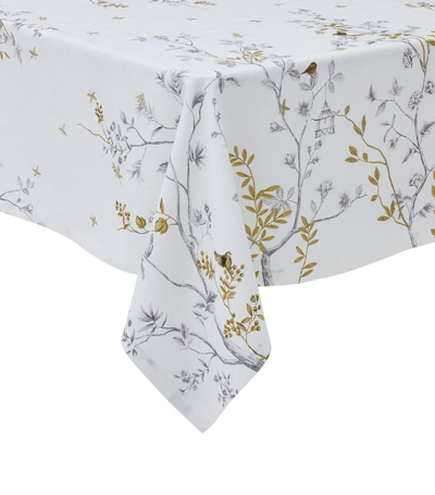 Shop Alexandre Turpault Linen Botanical Tablecloth (170cm X 250cm) In White