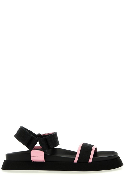 Shop Moschino Logo Detailed Sandals In Black