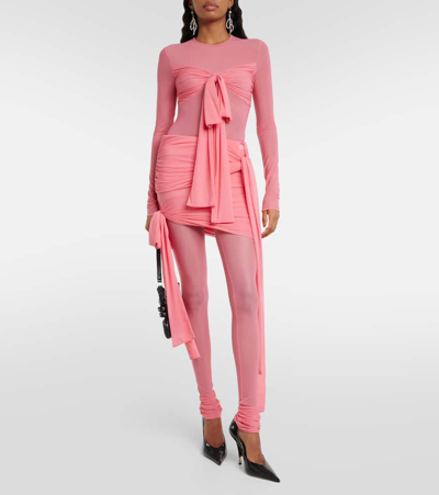 Shop Blumarine Bow-detail Jersey Top In Pink