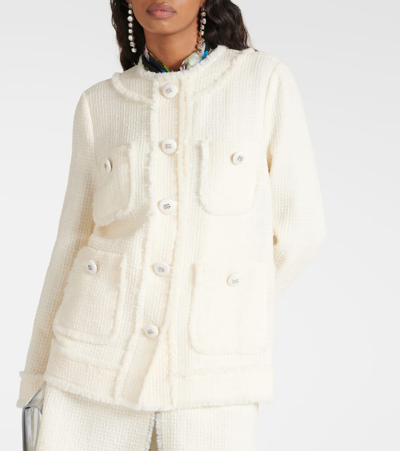 Shop Dolce & Gabbana Wool-blend Tweed Jacket In Beige