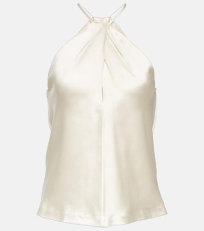 Shop Nili Lotan Edwige Halterneck Silk Top In White