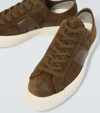Shop Tom Ford Cambridge Suede Sneakers In Green