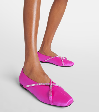 Shop D’accori Cara Satin Ballet Flats In Pink