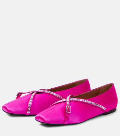 D’accori Cara Satin Ballet Flats In Pink