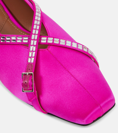 Shop D’accori Cara Satin Ballet Flats In Pink