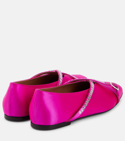 Shop D’accori Cara Satin Ballet Flats In Pink