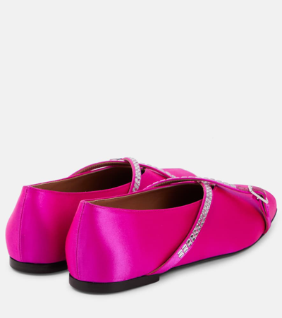 D’accori Cara Satin Ballet Flats In Pink