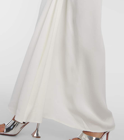 Christopher Esber Fusion Fold Knit-detailed Ruched-crepe Maxi Dress In White