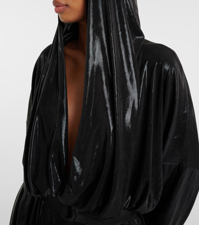 Shop Norma Kamali Gathered Lamé Minidress In Black