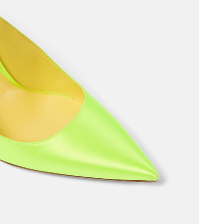 Shop René Caovilla Cleo Crystal-embellished Satin Pumps In Yellow