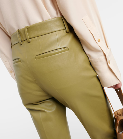 Shop Joseph Coleman Leather Straight Pants In Green
