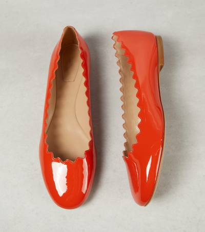 Shop Chloé Patent Leather Ballet Flats In Orange