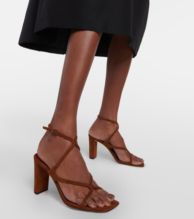 Jimmy Choo Azie Suede Ankle-strap Sandals In Brown