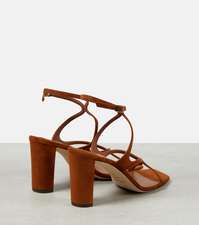 Shop Jimmy Choo Azie 85 Suede Sandals In Brown