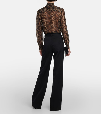 Shop Nili Lotan Christophe Virgin Wool Wide-leg Pants In Black