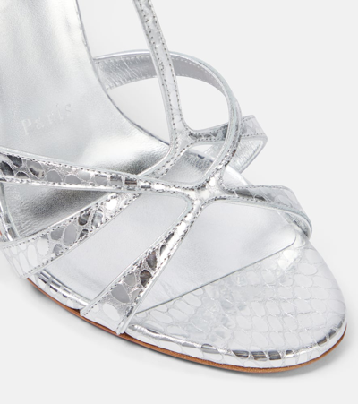 Shop Christian Louboutin Tangueva 100 Metallic Leather Sandals In Silver