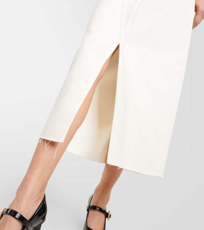 Shop Frame The Midaxi Denim Midi Skirt In Neutrals
