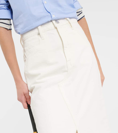 Frame The Midaxi Skirt Angled Seam Raw After Ecru Denim In Neutrals