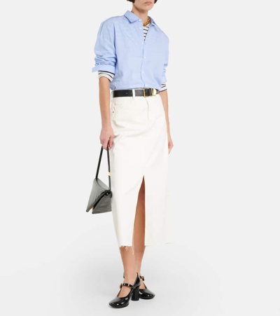 Frame The Midaxi Skirt Angled Seam Raw After Ecru Denim In Neutrals