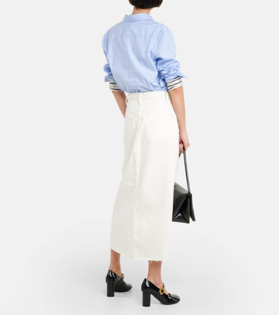 Shop Frame The Midaxi Denim Midi Skirt In Neutrals