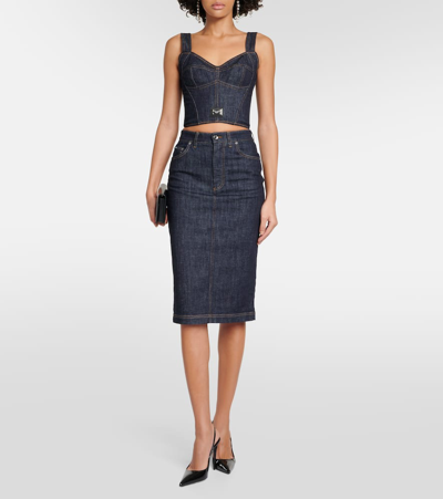 Dolce & Gabbana Cotton Denim Bra Top In Blue