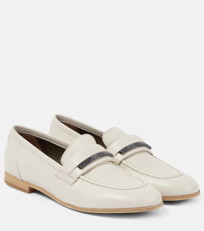 Shop Brunello Cucinelli Leather Loafers In Green