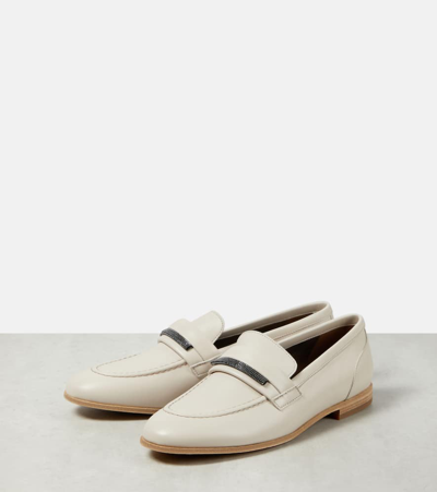 Shop Brunello Cucinelli Leather Loafers In Green