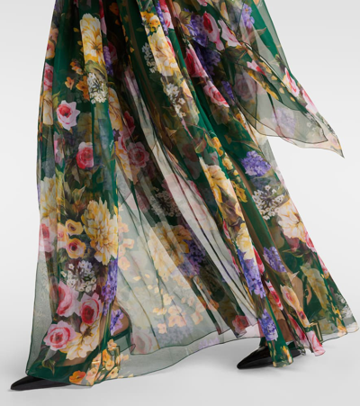 Shop Dolce & Gabbana Floral Silk Chiffon Gown In Multicoloured