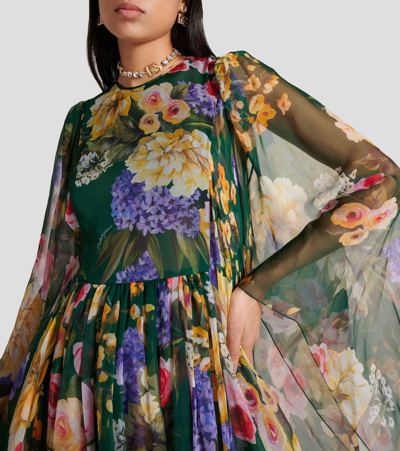 Shop Dolce & Gabbana Floral Silk Chiffon Gown In Multicoloured