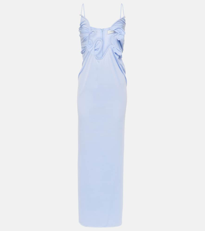 Shop Christopher Esber Molded Venus Mesh Maxi Dress In Blue