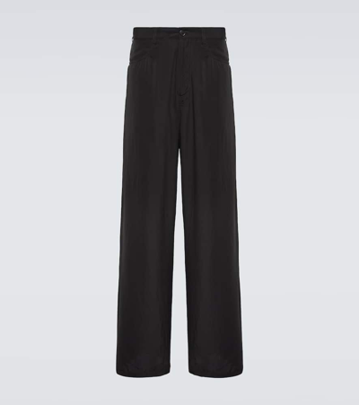 Shop Balenciaga High-rise Wide-leg Pants In Black