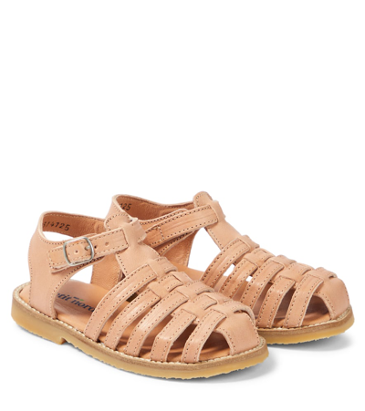 Shop Petit Nord Braided Leather Sandals In Pink