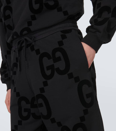 Shop Gucci Jumbo Gg Cotton Jersey Sweatpants In Black