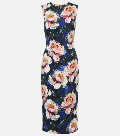 Shop Dolce & Gabbana Floral Cady Midi Dress In Multicoloured