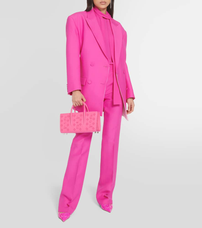Christian Louboutin Women's Small Paloma Spiked Leather Baguette Bag In Pink